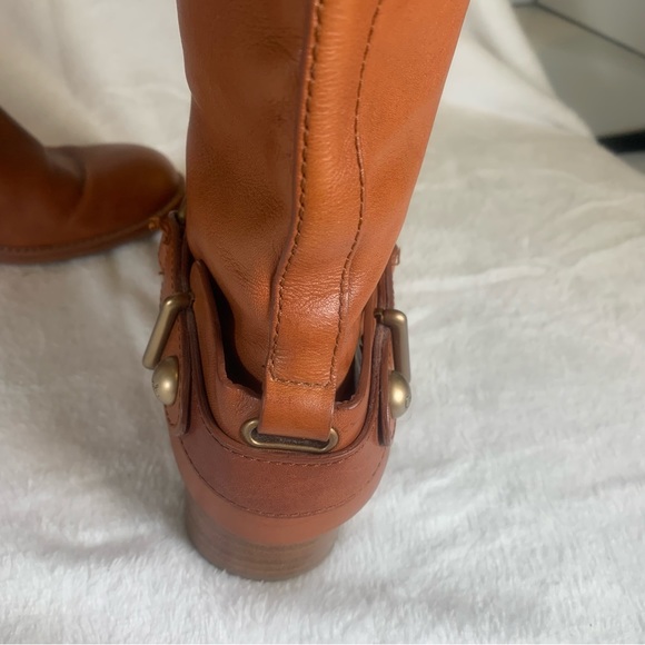 Coach Natale Women US 6 Cognac Leather Riding Boot Harness Knee High‎ Pull On - Picture 9 of 16